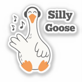 Adesivo Silly Goose Wearing Headphones – Cute Funny Goose