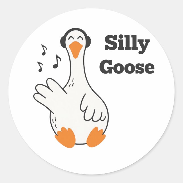 Adesivo Silly Goose Wearing Headphones – Cute Funny Goose (Frente)