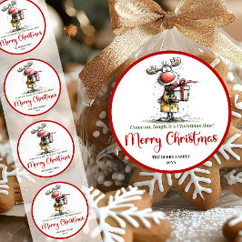 Adesivo Silly whimsical reindeer sticker funny deer charm