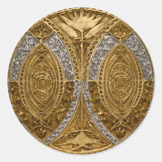 Adesivo Silver And Gold Art Deco Pattern (Frente)