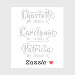 Adesivo Silver Bridesmaid Name Custom-Cut Vinyl Sticker