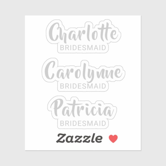 Adesivo Silver Bridesmaid Name Custom-Cut Vinyl Sticker (Folha)