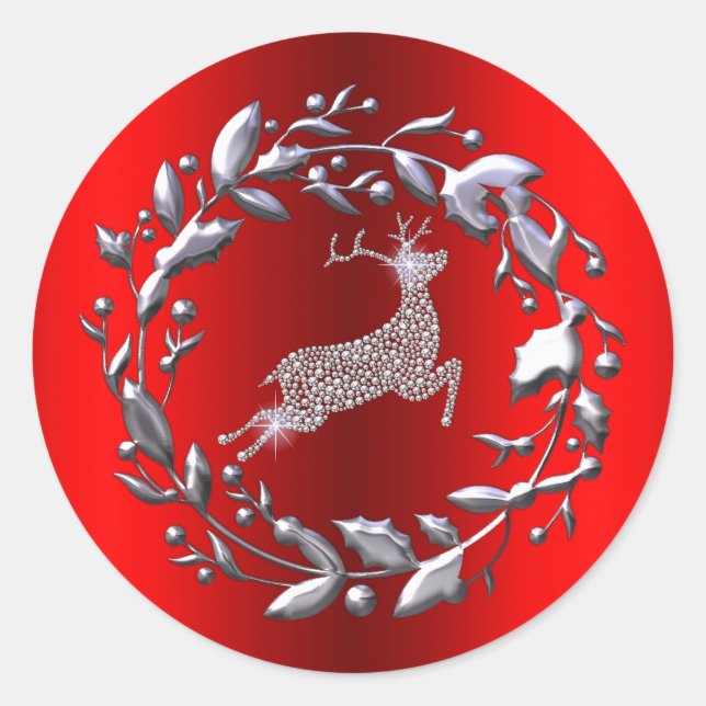 Adesivo Silver Christmas Wreath e Reindeer (Frente)