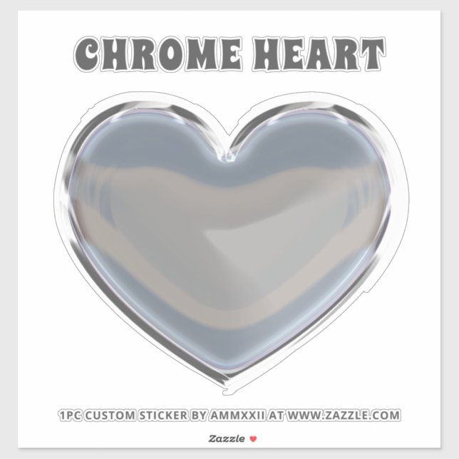 Adesivo Silver Chrome Heart (Folha)