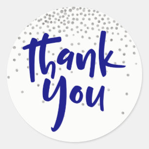 Adesivo Silver Confetti com Marinho: Moderno tipo "Obrigad