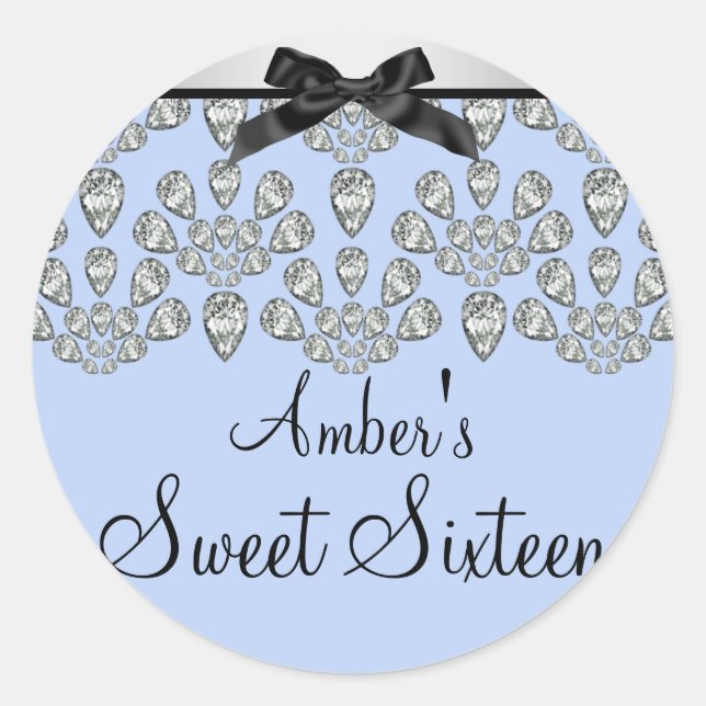 Adesivo Silver e Blue Forever Diamantes Sweet 16 Sticker (Frente)