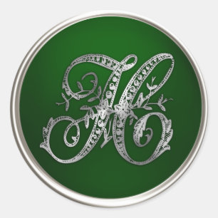 Adesivo Silver e Emerald Monograma H Envelope Seal
