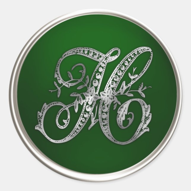 Adesivo Silver e Emerald Monograma H Envelope Seal (Frente)