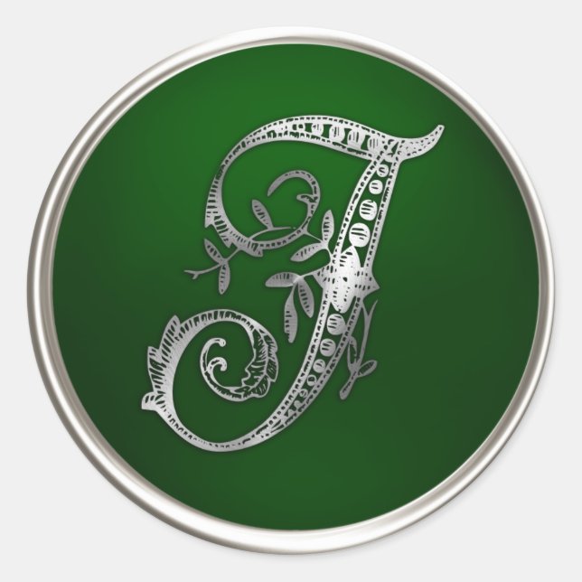 Adesivo Silver e Emerald Monograma I Envelope Selo (Frente)