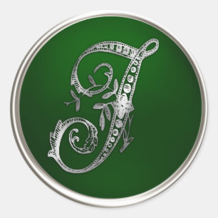 Adesivo Silver e Emerald Monograma J Envelope Seal