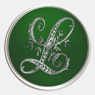 Adesivo Silver e Emerald Monograma L Envelope Seal