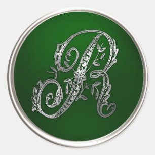 Adesivo Silver e Emerald Monograma R Envelope Selo