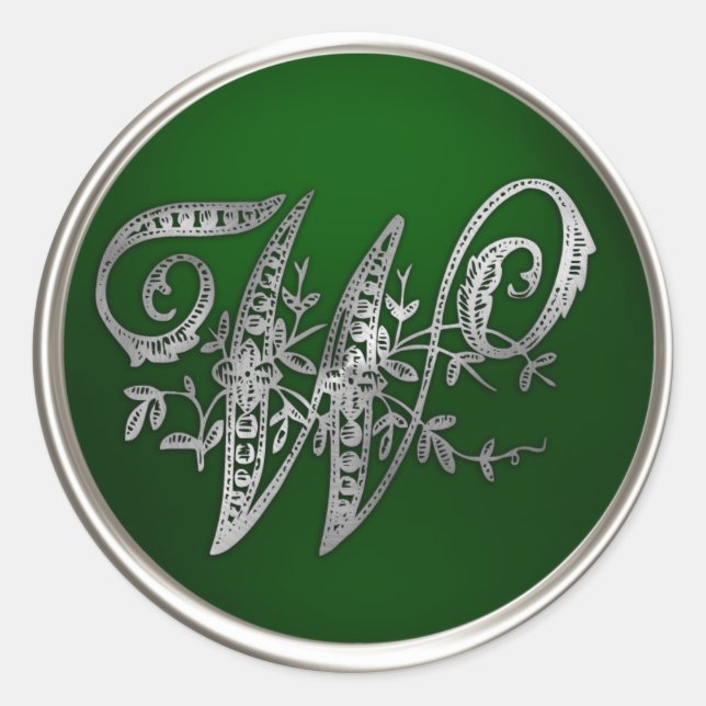 Adesivo Silver e Emerald Monograma W Envelope Seal (Frente)