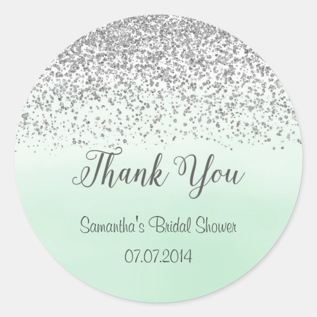 Adesivo Silver e Mint Bridal Shower Sticker (Frente)