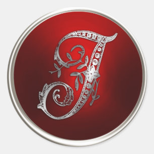 Adesivo Silver e Monograma Vermelho I Envelope Selo