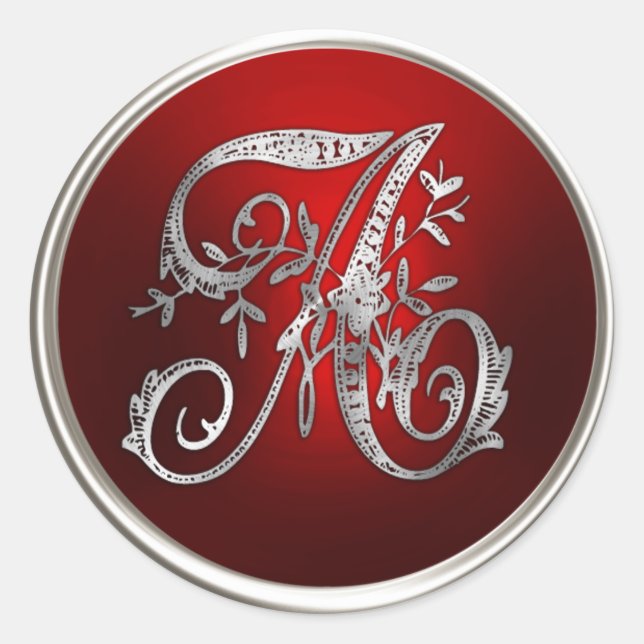 Adesivo Silver e Monograma Vermelho Um Selo de Envelope (Frente)