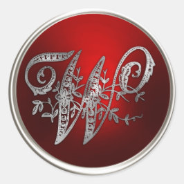 Adesivo Silver e Monograma Vermelho W Envelope Selo