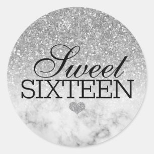 Adesivo Silver Faux Glitter/Marble Sweet 16