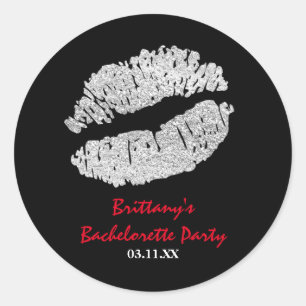 Adesivo Silver Faux Sparkle Lábios Kiss Party Favor Sticke