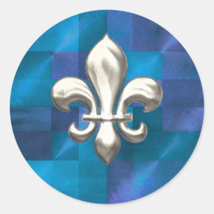 Adesivo Silver Fleur de Lis em Abstrato Blues