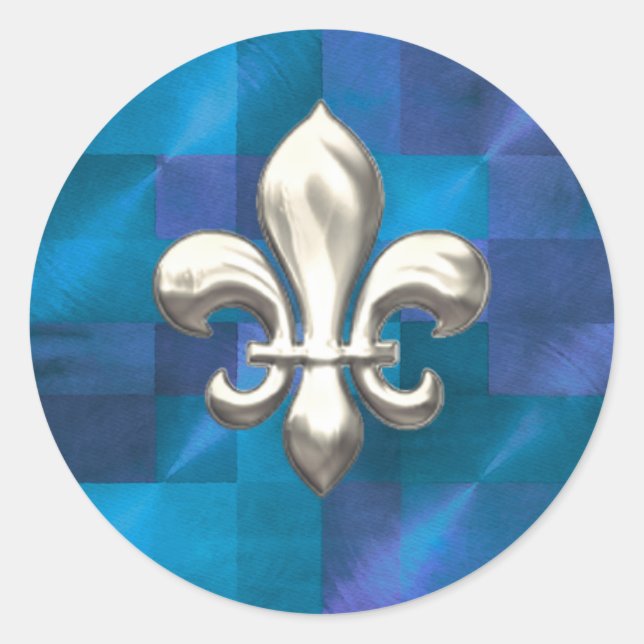 Adesivo Silver Fleur de Lis em Abstrato Blues (Frente)