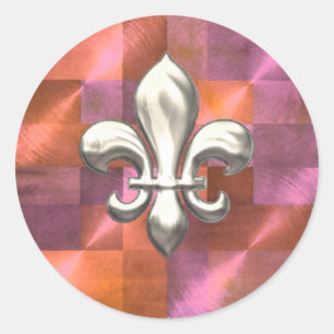Adesivo Silver Fleur de Lis em Laranja Geométrico e Roxo