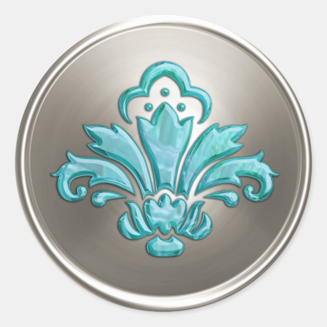 Adesivo Silver Fleur de Lis Envelope Seal Emboscada (Frente)