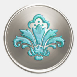 Adesivo Silver Fleur de Lis Envelope Seal Emboscada