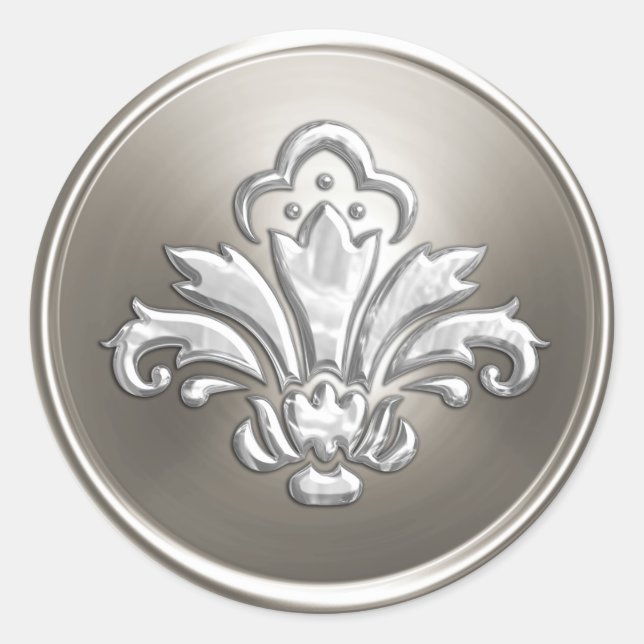 Adesivo Silver Fleur de Lis Envelope Seal Emboscada (Frente)