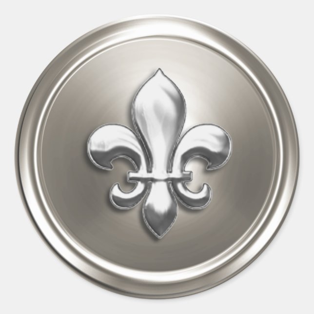 Adesivo Silver Fleur de Lis Envelope Seal Emboscada (Frente)