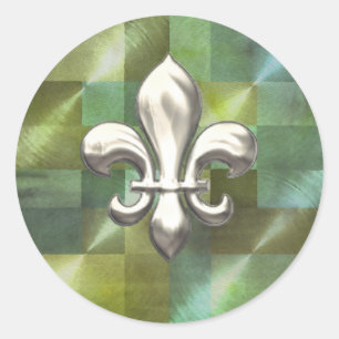 Adesivo Silver Fleur de Lis no Abstrato Greens