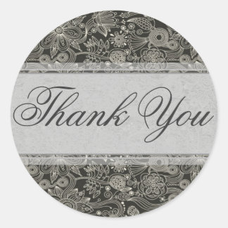 Adesivo Silver Floral Obrigado Sticker/Seal