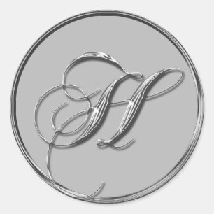 Adesivo Silver Formal Casamento Monograma H Seal Sticker