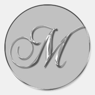 Adesivo Silver Formal Casamento Monograma M Selo de Convit
