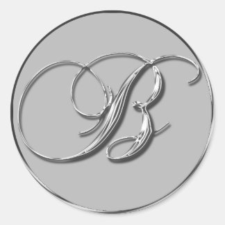 Adesivo Silver Formal Wedch Monograma B Seal Convidar RSVP