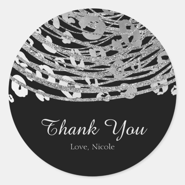 Adesivo Silver Glam Cheetah Impressão Exotic Party Favor (Frente)