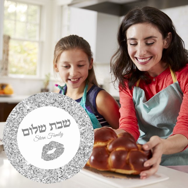 Adesivo Silver Glitter Beija Judeu Hebraico Shabbat Shalom (Criador carregado)