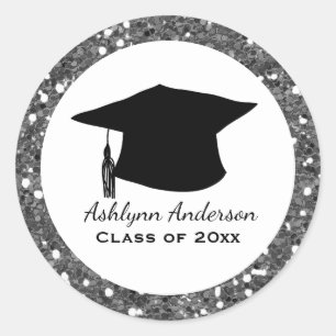 Adesivo Silver Glitter Class of 2023 Graduation