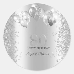 Adesivo Silver Glitter Confetti Balões 80 Aniversário