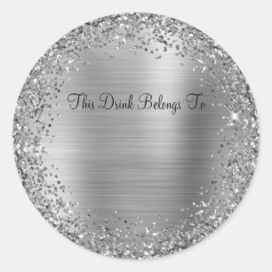 Adesivo Silver Glitter e Foil Esta Bebida Pertence