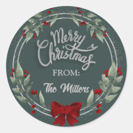 Adesivo Silver Glitter Merry Christmas Wreath Sticker