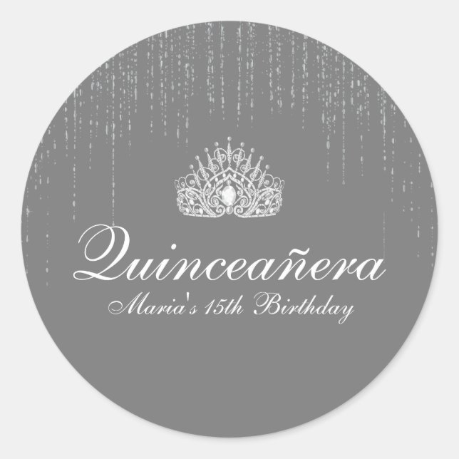 Adesivo Silver Glitter Quinceanera (Frente)