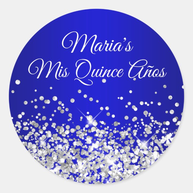 Adesivo Silver Glitter Royal Blue Ombre Mis Quince Años (Frente)