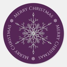 Adesivo Silver Glitter Snowflake Feliz Natal Roxo