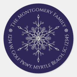 Adesivo Silver Glitter Snowflake Nome Endereço Natal