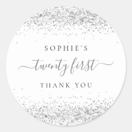 Adesivo Silver Glitter Vinte Primeiro Aniversário Obrigado