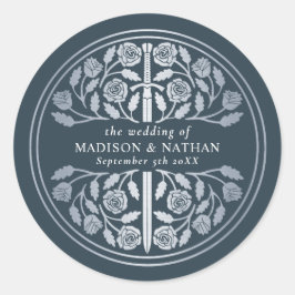 Adesivo Silver Gray Royal Medieval Sword Wedding 