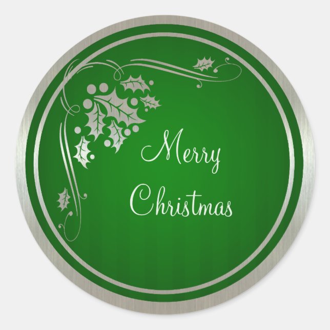 Adesivo Silver Holly e Swirls nos Stickers Verdes do Natal (Frente)