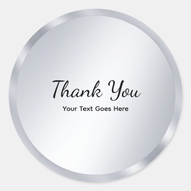 Adesivo Silver Look Blank Template Elegant Thank You (Frente)