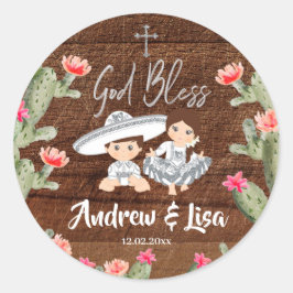 Adesivo Silver Mexicano Rústico Charro Twin Baptism Sticke